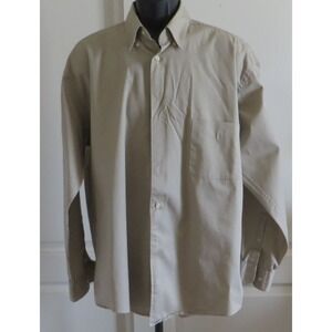 Mens Brandini Le Collezion Tan Cotton Long Sleeve‎ Button Down Shirt 17 34/35 XL